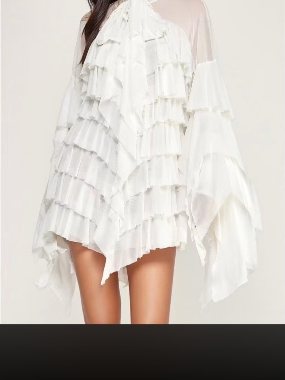 White Ruffled Layered Mini Dress - Picture 2 of 2